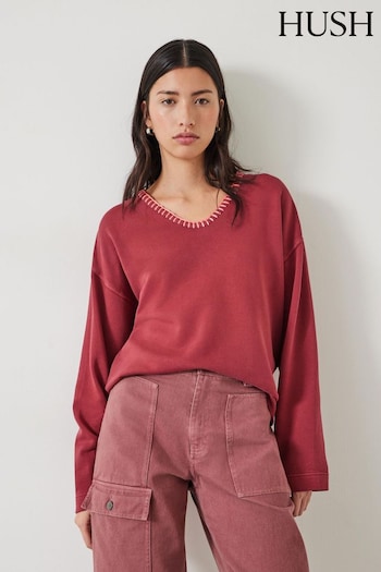 Hush Red Ellison Contrast Stitch Sweatshirt (B53155) | £59