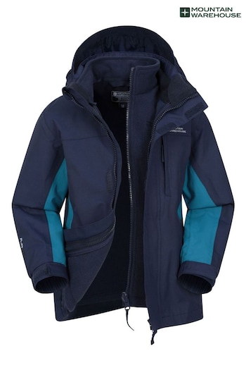 Mountain Warehouse Blue Kids Cannonball 3 In 1 Waterproof Jacket (B53354) | £56