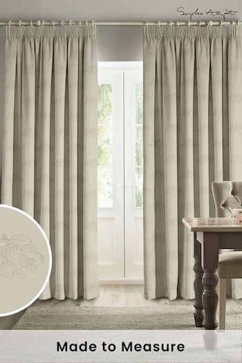 Sophie Allport Sage Green Vector Strawberry Made to Measure Curtains (B53360) | £91