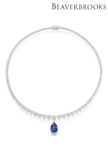 Beaverbrooks Sterling Silver Cubic Zirconia Pear Necklace (B53367) | £475