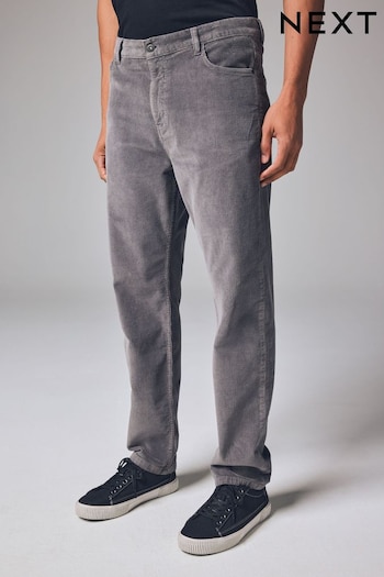 Grey Mid Regular Fit Corduroy 5 Pocket Trousers (B53490) | £30