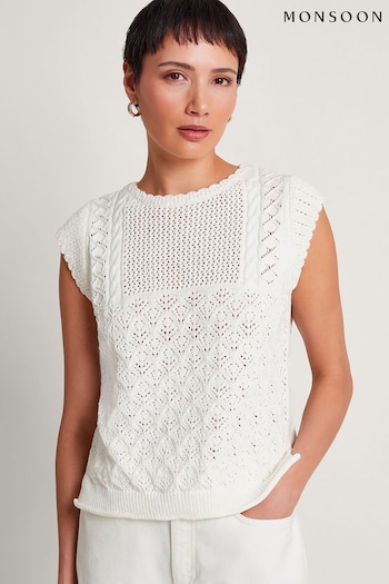 Monsoon Natural Sofia Stitch Knitted Vest (B53527) | £55
