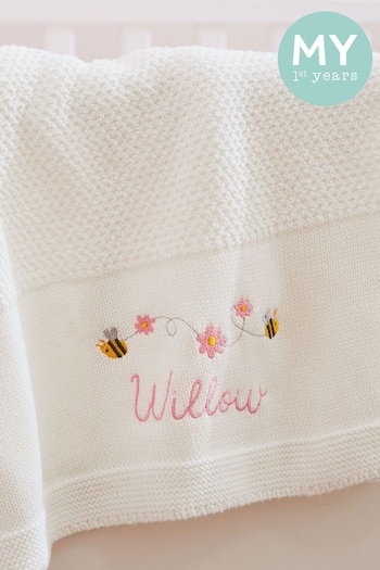 Personalised Bumblebee Ivory Shawl by My 1st Years (B53587) | £38