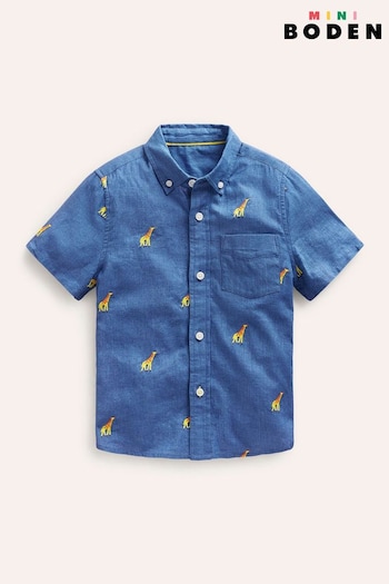 Boden Blue Cotton Linen Shirt (B53720) | £27 - £32