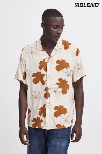 Blend Brown Floral Short Sleeve Shirt (B53784) | £30
