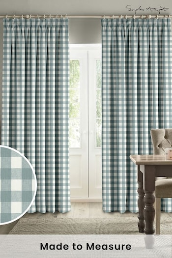 Sophie Allport Teal Blue Gingham Made to Measure Curtains (B53809) | £91