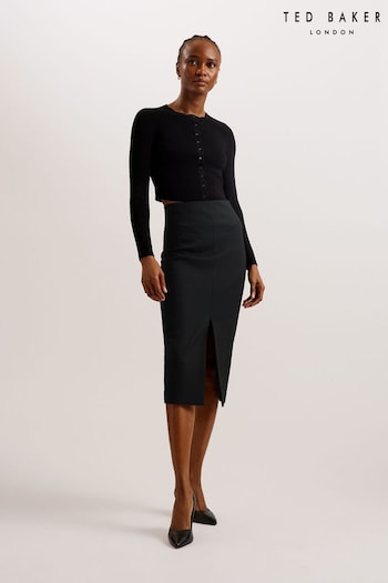 Ted Baker Black Manabus Tailored Midi Skirt With Front Split (B53896) | £125