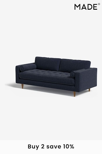 MADE.COM Textured Weave Navy Blue Scott 3 Seater Sofa (B53913) | £1,099