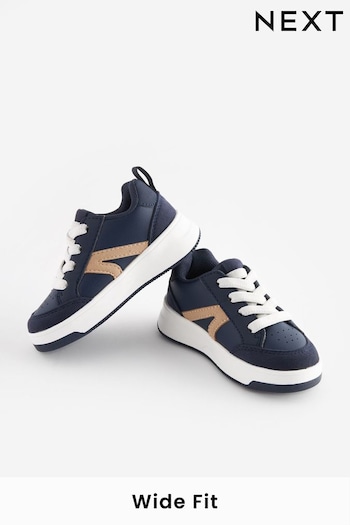 Navy Blue Wide Fit (G) Elastic Lace Trainers (B53929) | £18 - £20