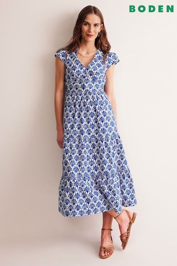 Boden Blue May Cotton Midi Tea Dress (B53955) | £110