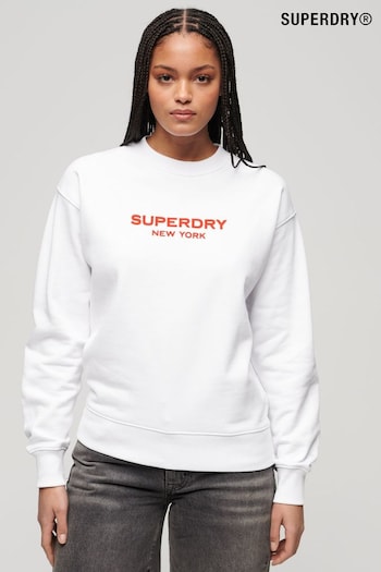Superdry White Sport Luxe Crew Sweatshirt (B54023) | £50