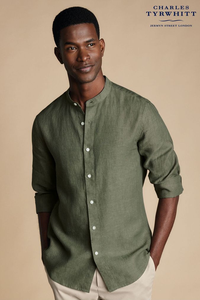 Buy Men s Slim Fit Grandad Shirts Online Next UK