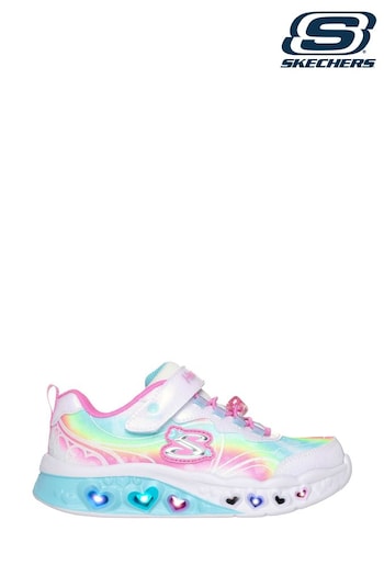 Skechers White Flutter Heart Lights Groovy Swirl Shoes (B54189) | £54