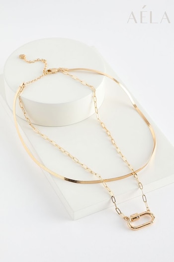 Aela Gold Tone Multirow Necklace (B54395) | £18.50