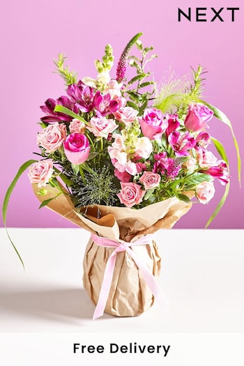 Pink Rose and Alstroemeria Fresh Flower Bouquet With Vase (B54400) | £38