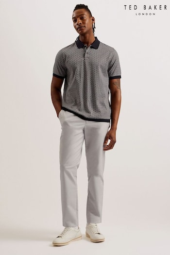 Ted Baker Grey Slim Felixt Cotton Tailored Trousers (B54437) | £90