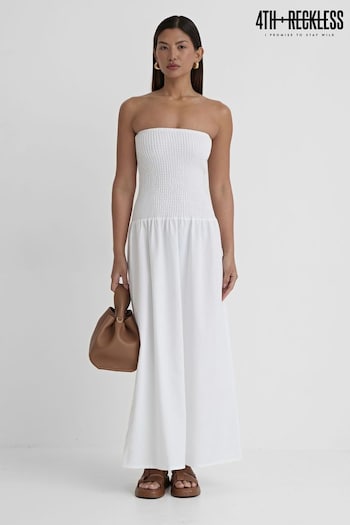 4th & Reckless White Davina Jersey Bandeau Midi Dress (B54474) | £48