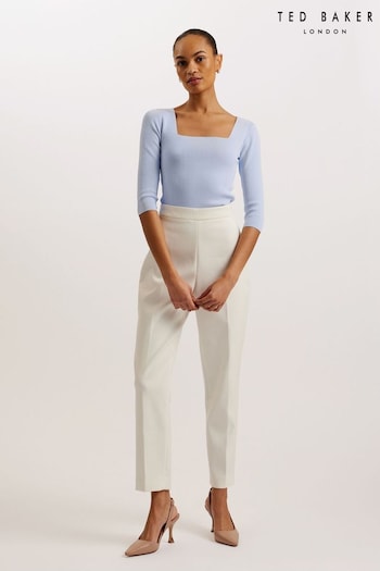 Ted Baker Blue Vallryy Square Neck Fitted Knit Top (B54500) | £89