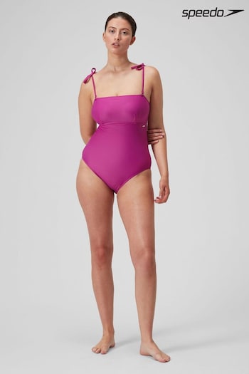 Speedo Womens Pink Shaping Bandeau Swimsuit 1 Piece (B54597) | £110