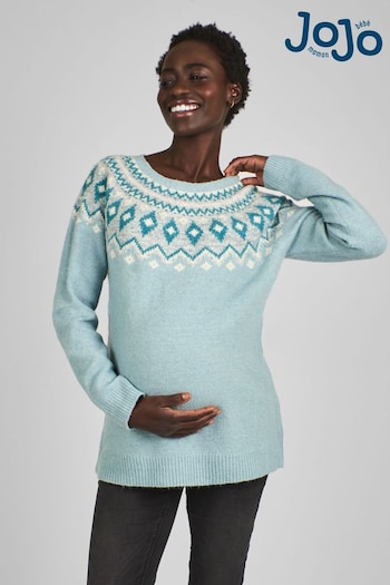 JoJo Maman Bébé Sage Green Fair Isle Maternity & Nursing Jumper (B54603) | £42