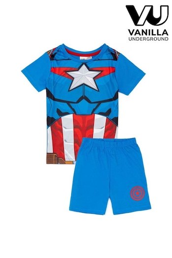Vanilla Underground Blue Boys Captain America Short Pyjamas (B54684) | £16