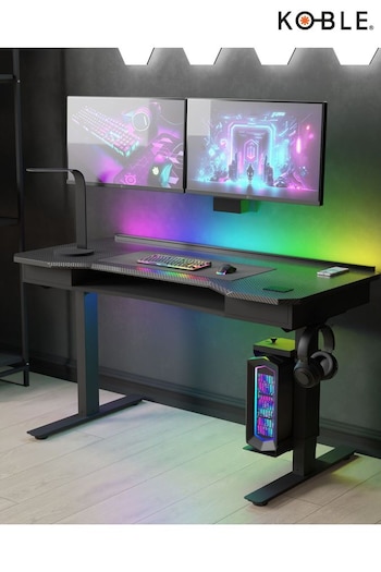 Koble Black Cyclone Carbon Fibre Height Adjustable Gaming Desk (B54714) | £650