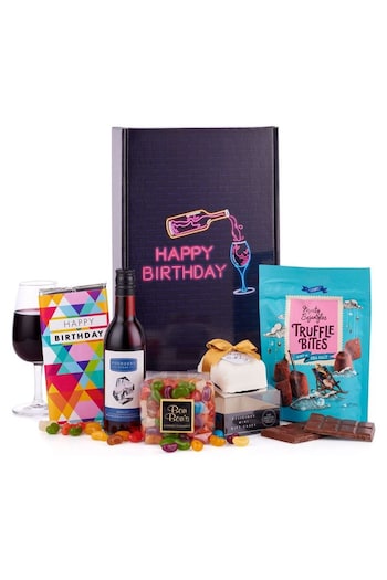 Spicers of Hythe Blue Happy Birthday with Red Wine Gift Box (B54722) | £32