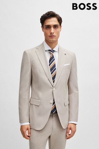 BOSS Natural Slim-Fit Jacket In A Micro-Patterned Cotton Blend (B54788) | £389