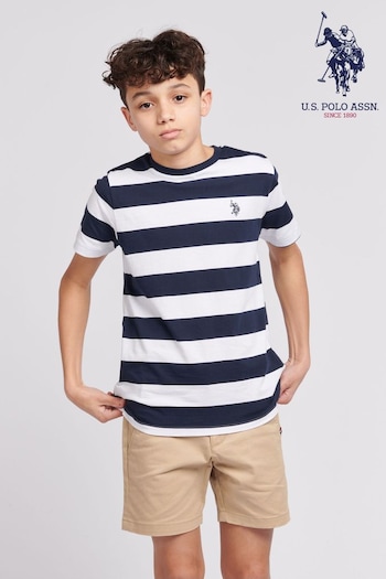 U.S. Polo Kids Assn. Boys Blue Classic Stripe T-Shirt (B54917) | £25 - £30