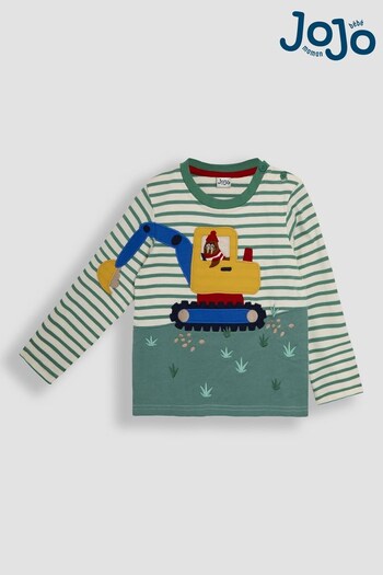 JoJo Maman Bébé Green Digger Appliqué Top (B55008) | £18