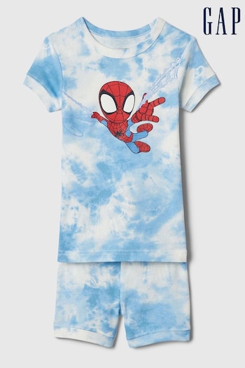 Gap Blue Spiderman Organic Cotton Marvel Graphic Short Pyjama Set (12mths-5yrs) (B55081) | £20