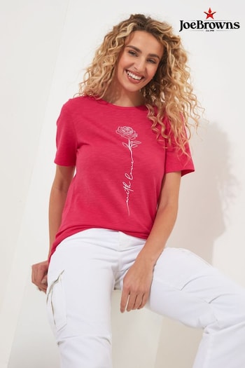 Joe Browns Pink With Love Slogan Crew Neck Graphic T-Shirt (B55114) | £23