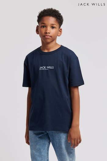 Jack Wills Boys Blue Raw Edge T-Shirt (B55125) | £25 - £30
