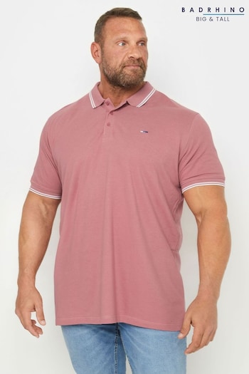 BadRhino Big & Tall Pink Tipped Polo Shirt (B55198) | £19
