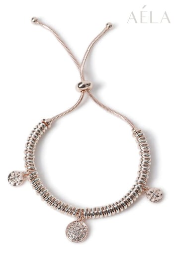 Aela Gold Tone Charm Tie Me Up Bracelet (B55221) | £14