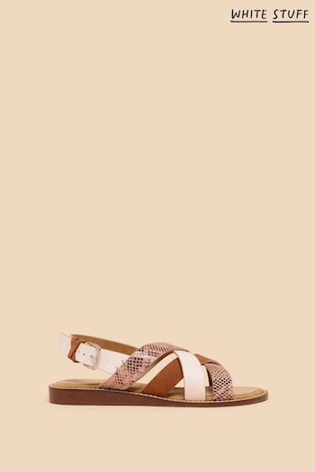 White Stuff Holly Leather Mini Brown Wedges (B55295) | £55