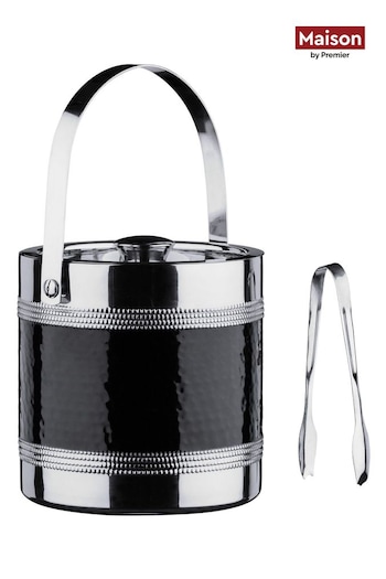 Maison by Premier Black Ice Bucket With Tongs (B55402) | £50