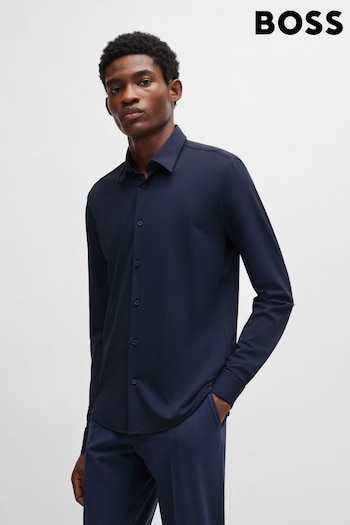 BOSS Blue Stretch Jersey Slim Fit Shirt (B55481) | £89