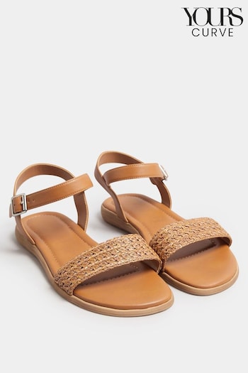 Brown Raffia Sandals In Extra Wide EEE Fit (B55498) | £31