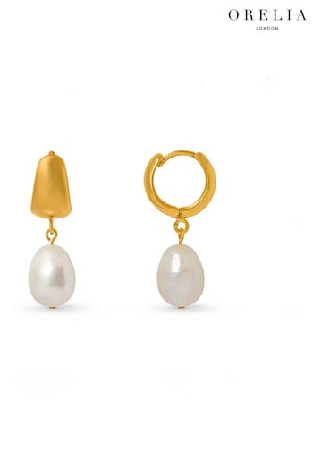Orelia London Gold Tone Domed Pearl Drop Huggie Hoop (B55560) | £28