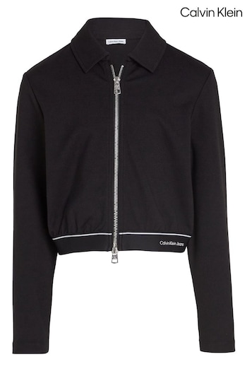 Calvin Klein Logo Tape Zip Black Jacket (B55593) | £85