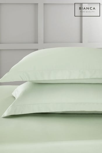 Bianca Green 400 TC Cotton Sateen Oxford Pair Pillowcases (B55630) | £13