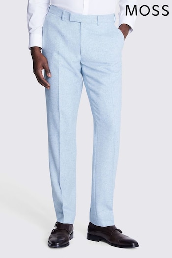 MOSS Slim Fit Light Blue Donegal Trousers (B55635) | £90
