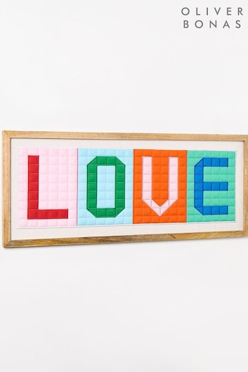 Oliver Bonas Multi Love Patchwork Framed Wall Art (B55669) | £80