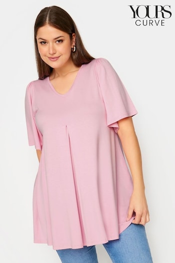 Yours Curve Light Pink Pleat Angel Sleeve Swing Top (B55698) | £22
