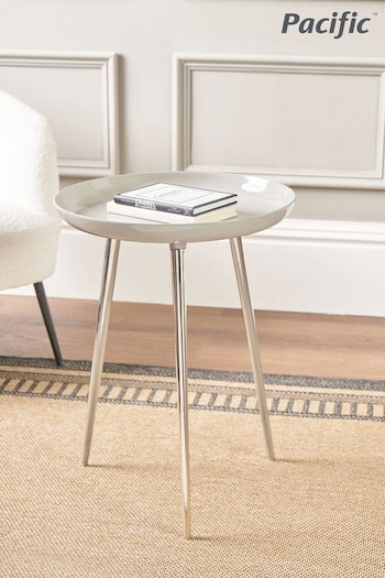 Pacific Grey Seline Enamelled Table with Gold Legs (B55805) | £149.99