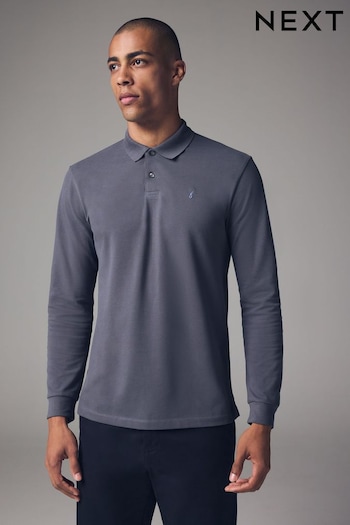 Blue Long Sleeve Pique Polo Shirt (B55854) | £22