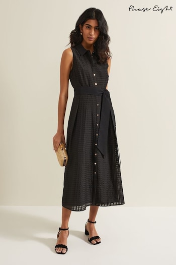 Phase Eight Black Check Carey Sleeveless Midi Dress (B55863) | £119