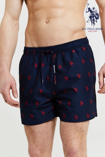 U.S. Polo Assn. Mens Blue Double Horsemen Swim Shorts (B55879) | £45