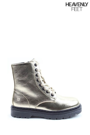 Heavenly Feet Pewter Justina2 Metal Ankle Boots heel (B55922) | £65